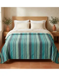 Telo Copritutto Kiara Jacquard 100% Cotone Blu Made in Italy, Gran Foulard Telo Arredo, Copridivano/Copriletto