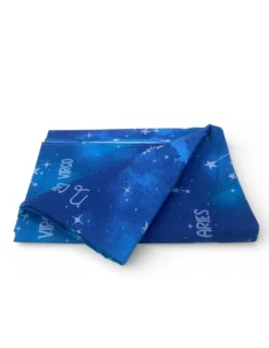 Telo Copritutto Segni Zodiacali Blu - 100% Cotone - Gran Foulard Multiuso Copriletto/Copridivano - Made in Italy