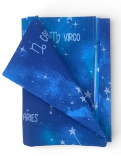 Telo Copritutto Segni Zodiacali Blu - 100% Cotone - Gran Foulard Multiuso Copriletto/Copridivano - Made in Italy