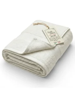 Telo Doccia Avorio 100x150 in Spugna 100% Cotone 450 g/m² Made in Italy
