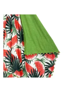 TELO mare doppio KIKOY Anguria Verde in COTONE e in SPUGNA con ZAINO KEEP