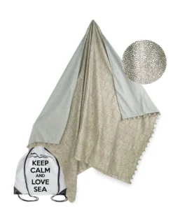 TELO mare doppio KIKOY Boy Beige in COTONE e in SPUGNA con ZAINO KEEP