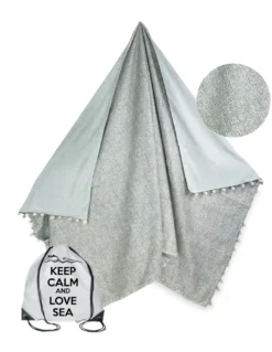 TELO mare doppio KIKOY Boy Grigio in COTONE e in SPUGNA con ZAINO KEEP