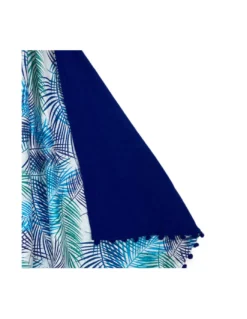 TELO mare doppio KIKOY Foglie Blu in COTONE e in SPUGNA con ZAINO KEEP