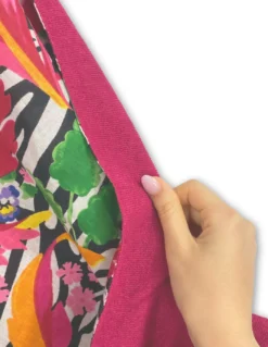 Telo mare doppio KIKOY in cotone e spugna con zaino KEEP – Fantasia Zebrato fucsia