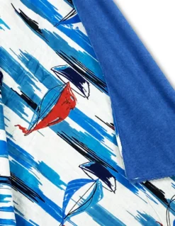 Telo mare doppio KIKOY in cotone e spugna con zaino KEEP – Fantasia Vela blu