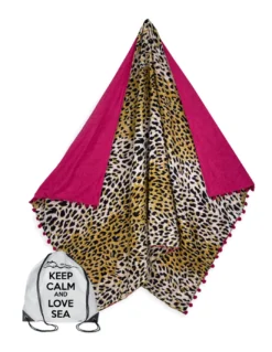 TELO mare doppio KIKOY Leopardato in COTONE e in SPUGNA con ZAINO KEEP