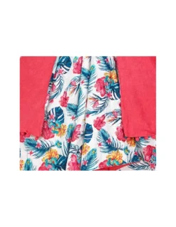TELO mare doppio KIKOY Tropicale Rosa in COTONE e in SPUGNA con ZAINO KEEP