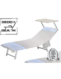 TELO MARE fouta LETTINO ALVIN GRIGIO in cotone BEDDY BEACH © CON TASCHE MISURA CM. 75 X 195 e zaino SPIAGGIA
