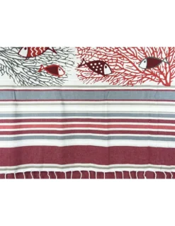 TELO MARE fouta PESCI rossi MISURA Grande CM.100X200 con zaino Spiaggia KEEP CALM
