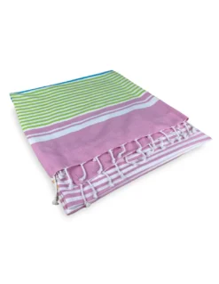 TELO MARE fouta RIGHE COLORATE misura GRANDE con zaino Spiaggia KEEP CALM CM.100X200