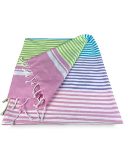 TELO MARE fouta RIGHE COLORATE misura GRANDE con zaino Spiaggia KEEP CALM CM.100X200