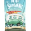 TELO MARE in spugna HELLO SUMMER BUS Misura grande cm. 90 X 170