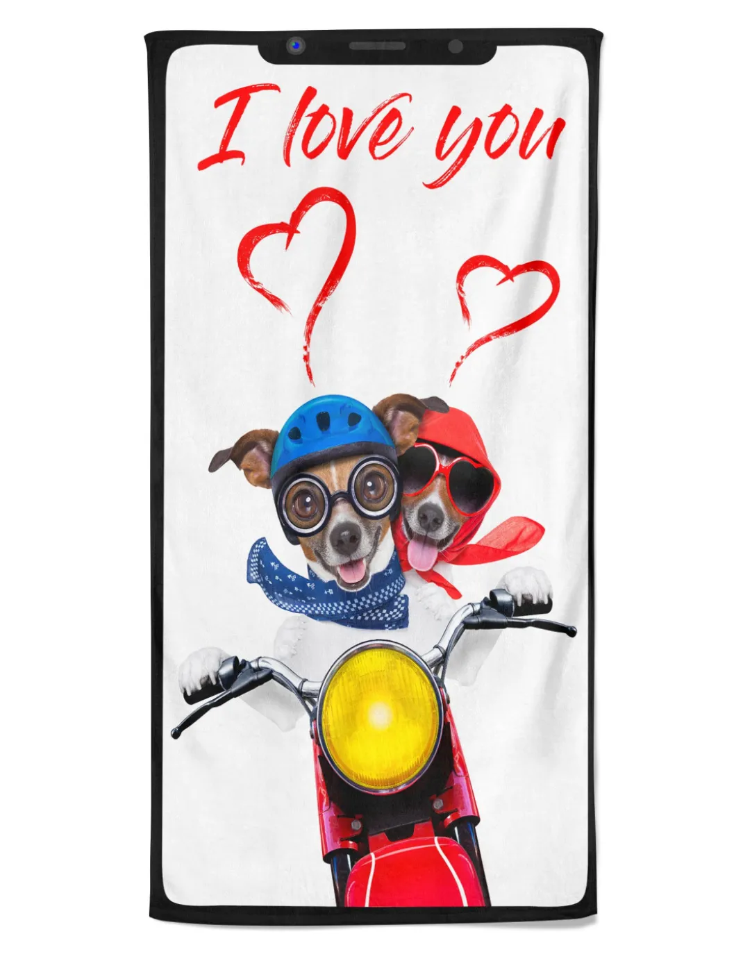 TELO MARE in spugna I LOVE YOU misura grande cm. 90 X 170