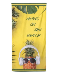 TELO MARE in spugna MUSIC on THE BEACH misura grande cm. 90 X 170