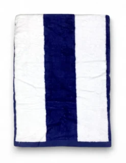 Telo Mare Jacquard “Forte dei Marmi” Righe Blu 90×165 cm – Asciugamano Spiaggia in Spugna Cotone, Elegante, Assorbente