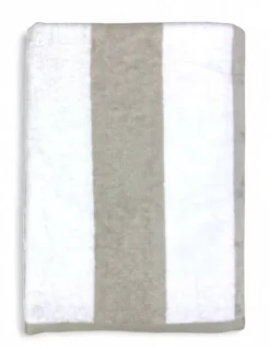 Telo Mare Jacquard “Forte dei Marmi” Righe Beige Tortora 90×165 cm – Asciugamano Spiaggia in Spugna Cotone, Elegante