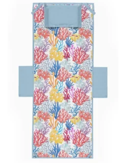 TELO Mare LETTINO TEDDY Coralli Multicolore In microfibra CON TASCHE MISURA cm. 80 X 190