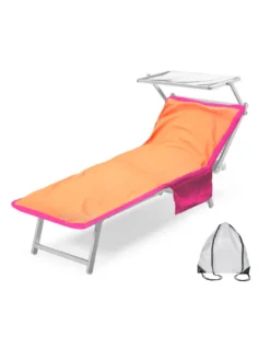 TELO MARE LETTINO TEDDY IN MICROFIBRA CON TASCHE MISURA CM. 80 X 190 ARANCIO CON ZAINO