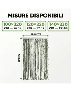 Tenda a Fili con Foglie Verdi per Porta e Finestra - Asta PVC e Fili Poliestere Decorativi