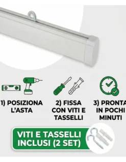 Tenda a Fili con Perline a Goccia Trasparenti e Marroni per Porta e Finestra - Asta PVC, Fili in Poliestere