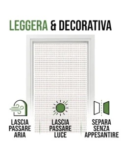 Tenda a Fili con Perline a Goccia Trasparenti e Marroni per Porta e Finestra - Asta PVC, Fili in Poliestere