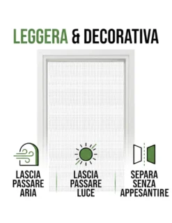 Tenda a Fili con Perline Trasparenti per Porta e Finestra - Asta PVC e Fili in Poliestere Decorativi