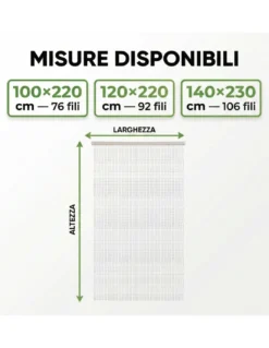 Tenda a Fili con Perline Trasparenti per Porta e Finestra - Asta PVC e Fili in Poliestere Decorativi
