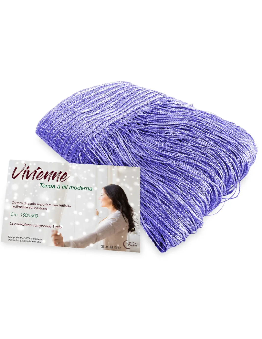 TENDA a FILI Vivienne per porta CM. 150X300 tinta unita LILLA