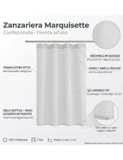 TENDA a rete ZANZARIERA marquisette DA ESTERNO piombata GIRASOLI in 4 diverse misure diverse