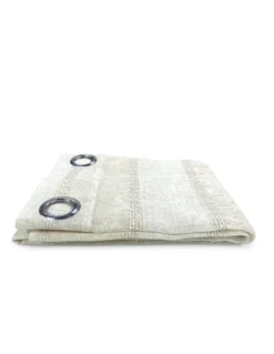 Tenda Calcutta a righe - Pannello moderno 140x280 cm effetto lino - Colore Panna e Avorio con Anelli in Acciaio