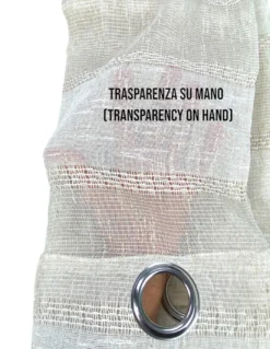 Tenda Calcutta a righe - Pannello moderno 140x280 cm effetto lino - Colore Panna e Avorio con Anelli in Acciaio