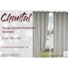 Tenda Chantal Grigia Ricamata Fiori Bianchi - Semitrasparente 140x280 cm Poliestere - Con Anelli Acciaio