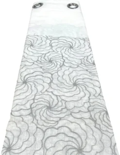 Tenda Chieti Ricamata con Anelli - 140x280 cm Tessuto Grigio - Elegante Motivo Floreale, Pronta all'Uso