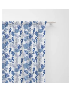 TENDA CORALLI e CAVALLUCCI MARINI BLU cm. 150X280 Confezionata Made in Italy