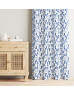 TENDA CORALLI e CAVALLUCCI MARINI BLU cm. 150X280 Confezionata Made in Italy
