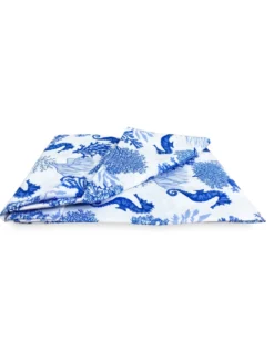 TENDA CORALLI e CAVALLUCCI MARINI BLU cm. 150X280 Confezionata Made in Italy
