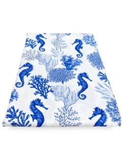 TENDA CORALLI e CAVALLUCCI MARINI BLU cm. 150X280 Confezionata Made in Italy