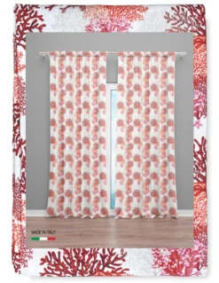 TENDA CORALLO rossa cm.160X300 confezionata MADE in ITALY misto lino