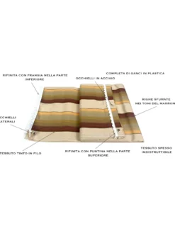 Tenda da Sole Ombralux Malta - Acrilico Dralon® Beige Righe Marroni - Occhielli Acciaio, Made in Italy