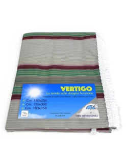 Tenda da Sole Vertigo Tex Family Righino Verde e Bordeaux 100% Poliestere Impermeabile Idrorepellente Occhielli Acciaio