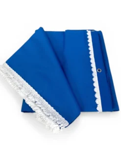 Tenda da Sole Vertigo Tex Family Bluette Unito 100% Poliestere Impermeabile Idrorepellente Tinto Filo Occhielli Acciaio Frangia