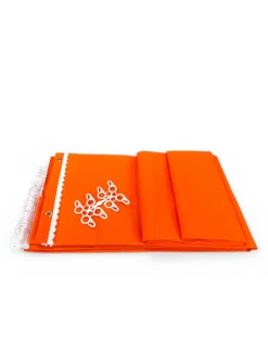 Tenda da Sole Vertigo Tex Family Arancio Unito 100% Poliestere Impermeabile Idrorepellente Tinto Filo Occhielli Acciaio Frangia