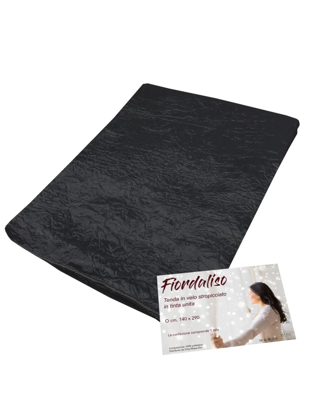 TENDA FIORDALISO in tinta unita NERO CM. 140X290 confezionata