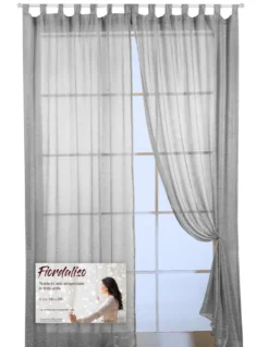TENDA FIORDALISO in tinta UNITA GRIGIO cm. 140X290 confezionata