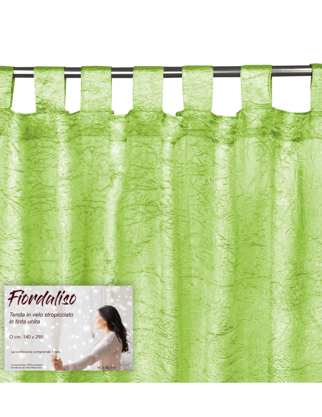 TENDA FIORDALISO in tinta unita VERDE CM. 140X290 confezionata