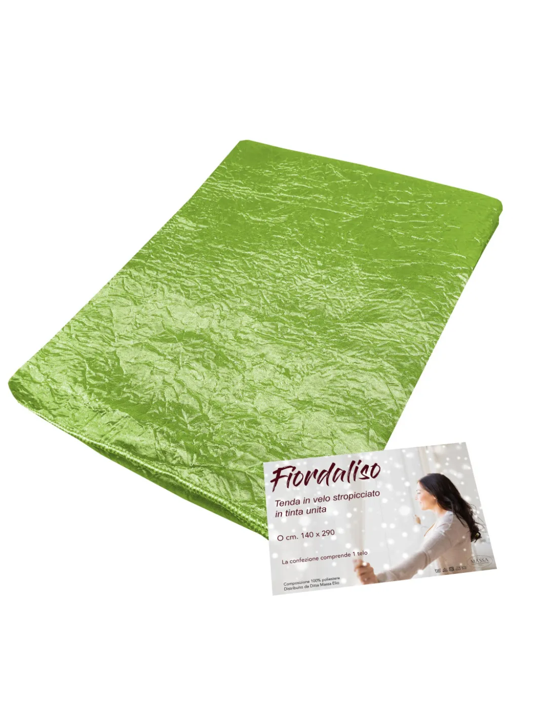 TENDA FIORDALISO in tinta unita VERDE CM. 140X290 confezionata