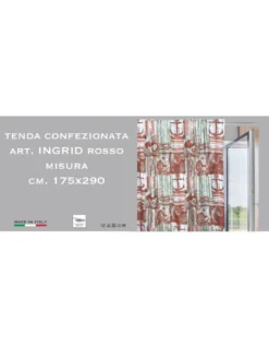 TENDA INGRID in stile marino CORALLO ROSSO cm. 175x290 MADE IN ITALY