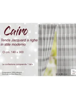 Tenda Jacquard a Righe Moderne - 140x300 cm - Fettuccia Universale - 1 Telo Elegante