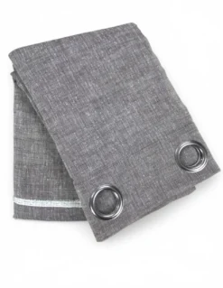 Tenda Lara Grigia a Righe - Stile Moderno - Poliestere Semitrasparente - Con Anelli in Acciaio - 140x300 cm